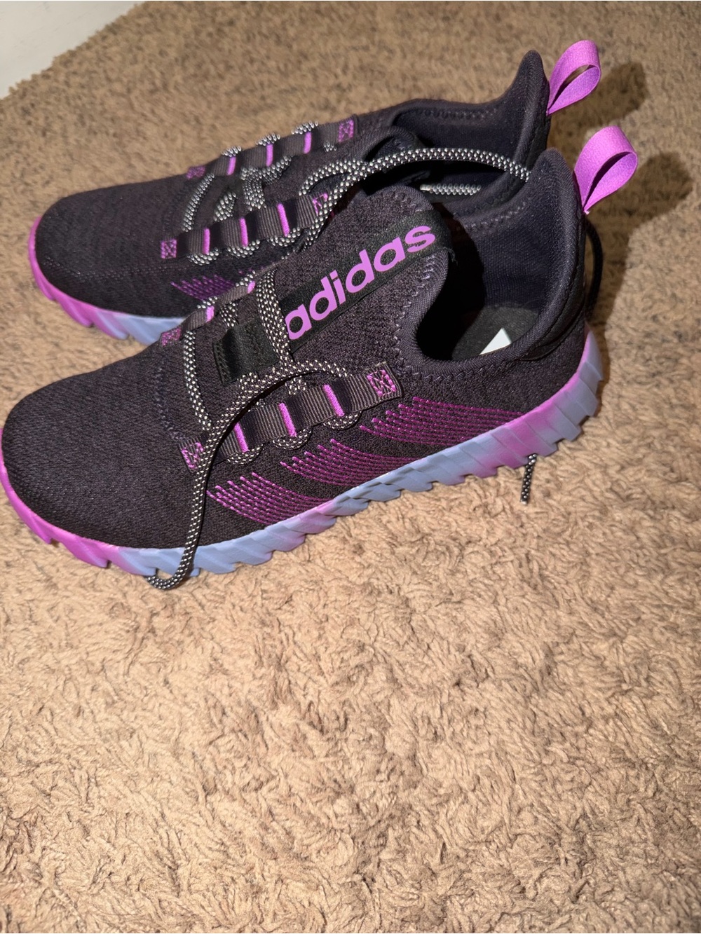 adidas Black Sneakers with Purple Accents and Gradient Sole
